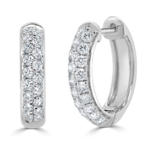 14K White Gold Huggies with .64ctw Diamonds 1/2
