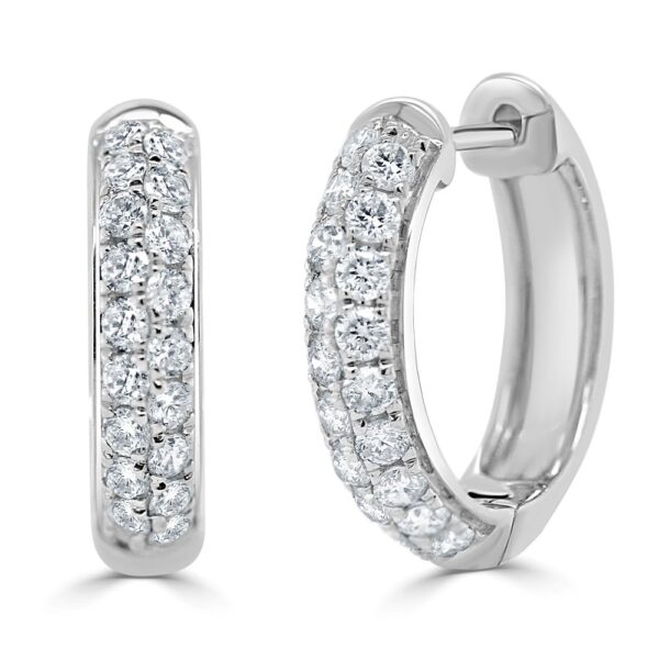 14K White Gold Huggies with .64ctw Diamonds 1/2″ Earrings 3