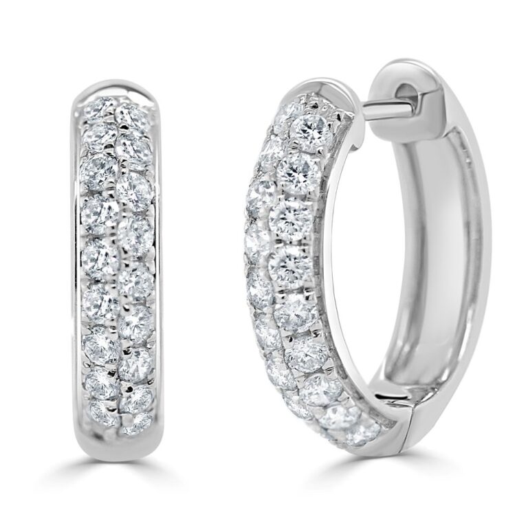 14K White Gold Huggies with .64ctw Diamonds 1/2″ Earrings 2