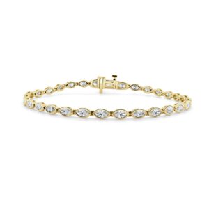 14K Yellow Gold Bezel Tennis Bracelet with 2.95ctw Marquise Diamonds 7