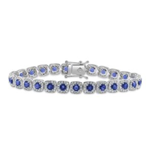 14K White Gold Bracelet with 5.29ctw Blue Sapphires & 2.07ctw Diamonds 7