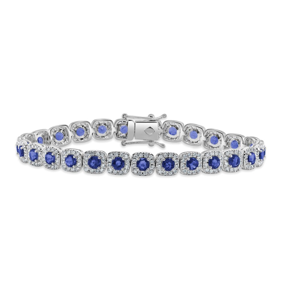 14K White Gold Bracelet with 5.29ctw Blue Sapphires & 2.07ctw Diamonds 7″ Bracelets
