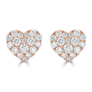14K Rose Gold Heart Shape Studs with .70ctw Diamonds