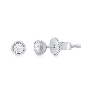 14K White Gold Bezel Studs with .18ctw Round Diamonds (G/H, SI)