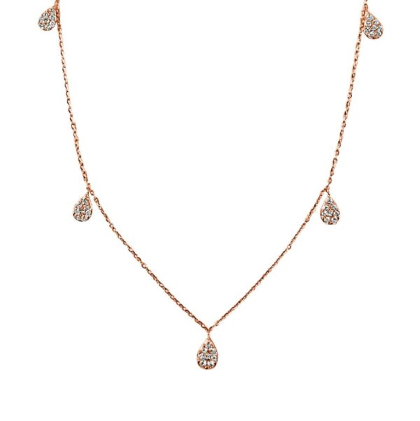 14K Rose Gold Dangle Necklace with .50ctw Diamonds 16-18″ Fine Jewelry 3