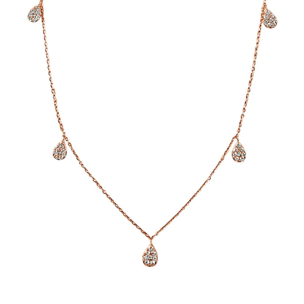 14K Rose Gold Dangle Necklace with .50ctw Diamonds 16-18″ Fine Jewelry
