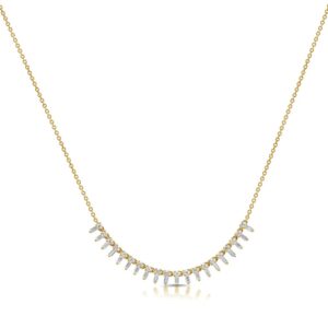 14K Yellow Gold Necklace with .75ctw Baguette & Round Diamonds 14-16
