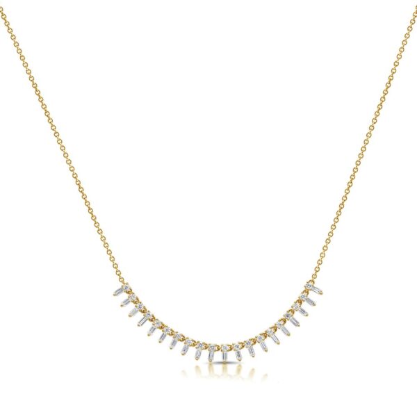 14K Yellow Gold Necklace with .75ctw Baguette & Round Diamonds 14-16″ Fine Jewelry 3