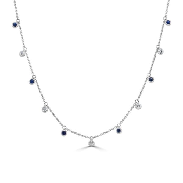 14K White Gold Dangle Necklace with .40ctw Blue Sapphires & .24ctw Diamonds 16-18″ Fine Jewelry 3