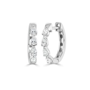 14K White Gold Huggies with .47ctw Pear Diamonds