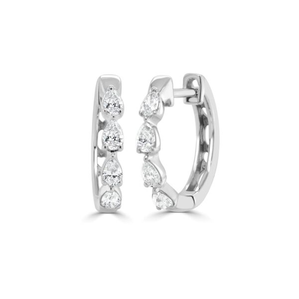 14K White Gold Huggies with .47ctw Pear Diamonds Earrings 3