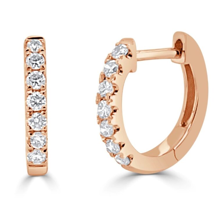 14K Rose Gold Huggies with .21ctw Round Diamonds 12mm Earrings 2