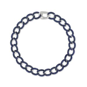 14K White Gold Gemstone Link Bracelet with 3.66ctw Blue Sapphires 7