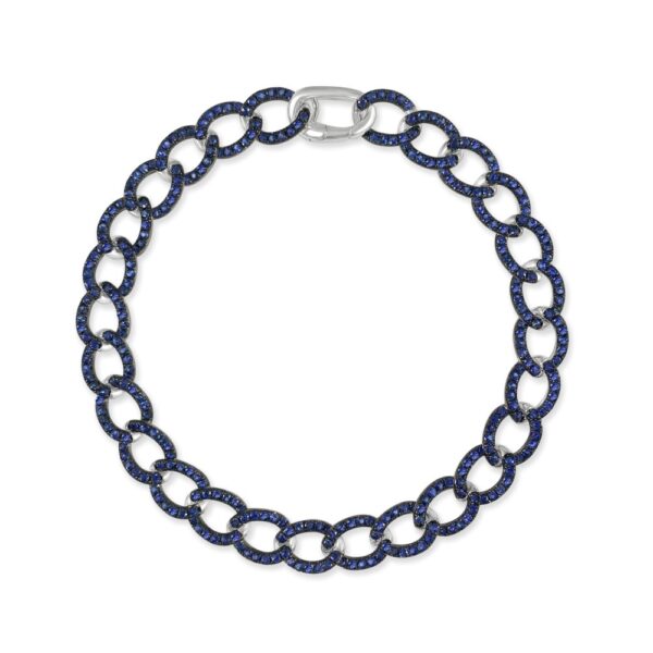 14K White Gold Gemstone Link Bracelet with 3.66ctw Blue Sapphires 7″ Bracelets 3