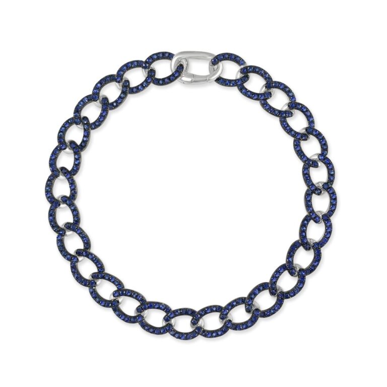 14K White Gold Gemstone Link Bracelet with 3.66ctw Sapphires 7″ Bracelets 2