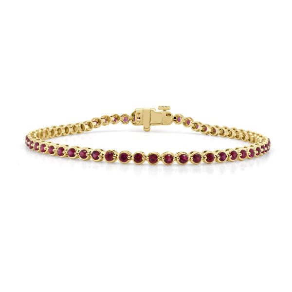 14K Yellow Gold Tennis Bracelet with 2.21ctw Rubies 7″ Bracelets 3