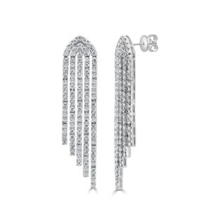 14K White Gold Waterfall Dangle Earrings with 3.78ctw Diamonds