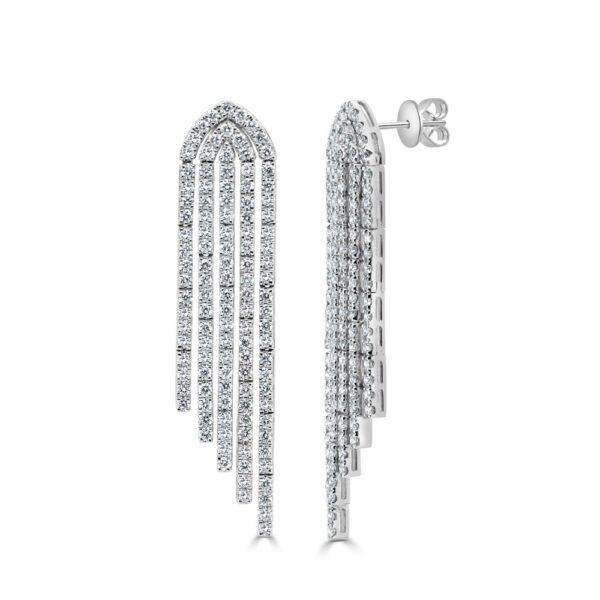 14K White Gold Waterfall Dangle Earrings with 3.78ctw Diamonds Earrings 3