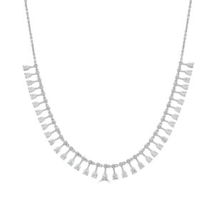 14K White Gold Dangle Necklace with 3.43ctw Pear & Round Diamonds 17