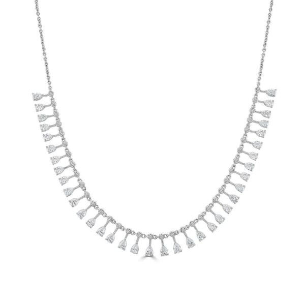 14K White Gold Dangle Necklace with 3.43ctw Pear & Round Diamonds 17″ Fine Jewelry 3