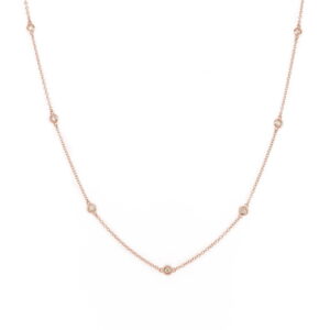 14K Rose Gold Station Necklace with .27ctw Diamonds 18