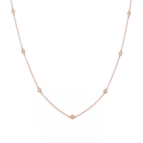 14K Rose Gold Station Necklace with .27ctw Diamonds 18″ Fine Jewelry 3