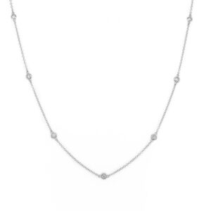 14K White Gold Station Necklace with .29ctw Diamonds 18