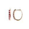 14K Yellow Gold Hoops with .45ctw Rubies & .10ctw Diamonds Earrings 8