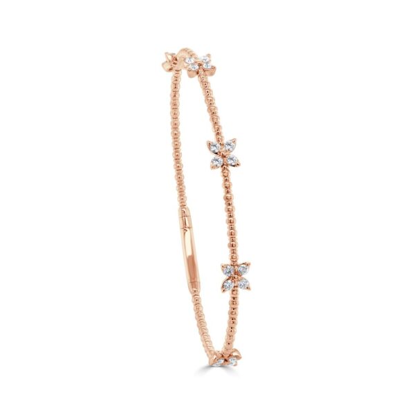 14K Rose Gold Flexible Butterfly Station Bangle with .60ctw Diamonds Size 6.25 Bracelets 3