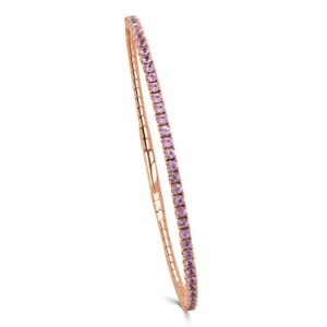 14K Rose Gold Flexible Bangle with 1.83ctw Pink Sapphires Size 6.5