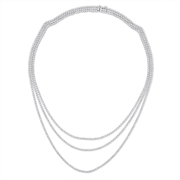 14K White Gold Three Strand Tennis Necklace with 10.35ctw Diamonds Fine Jewelry 3