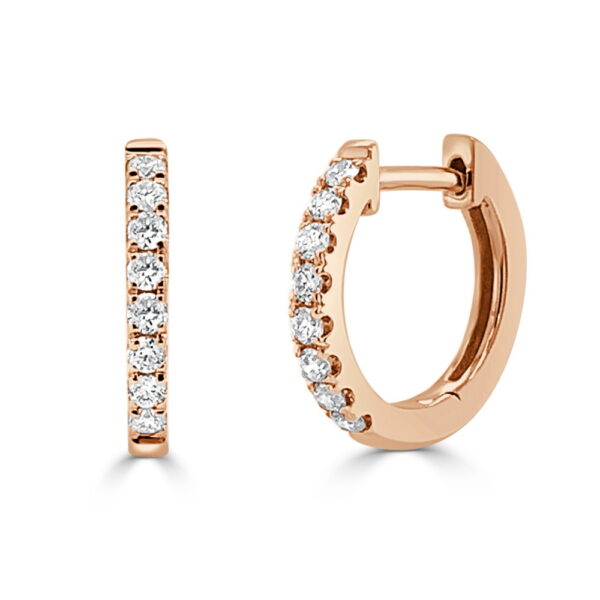 14K Rose Gold Huggies with .25ctw Diamonds 13mm Earrings 3