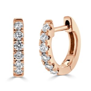 14K Rose Gold Huggies with .21ctw Diamonds 12mm