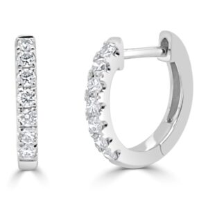 14K White Gold Huggies with .21ctw Diamonds 12mm