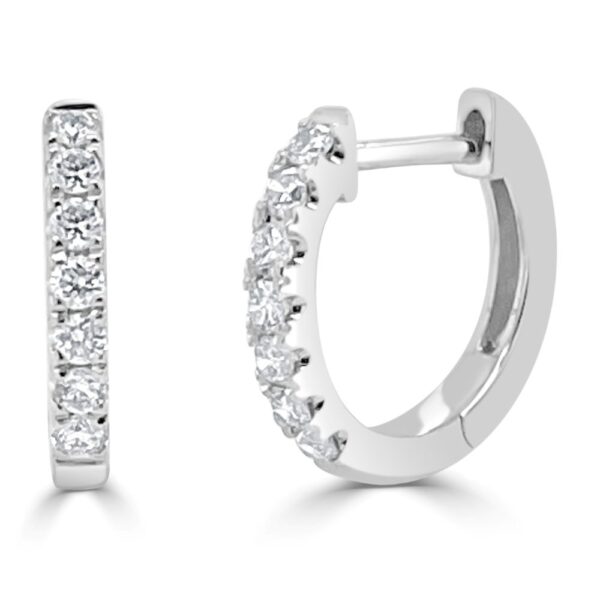 14K White Gold Huggies with .21ctw Diamonds 12mm Earrings 3
