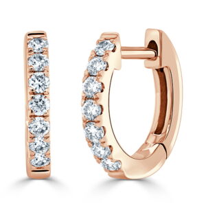 14K Rose Gold Huggies with .22ctw Diamonds 11mm