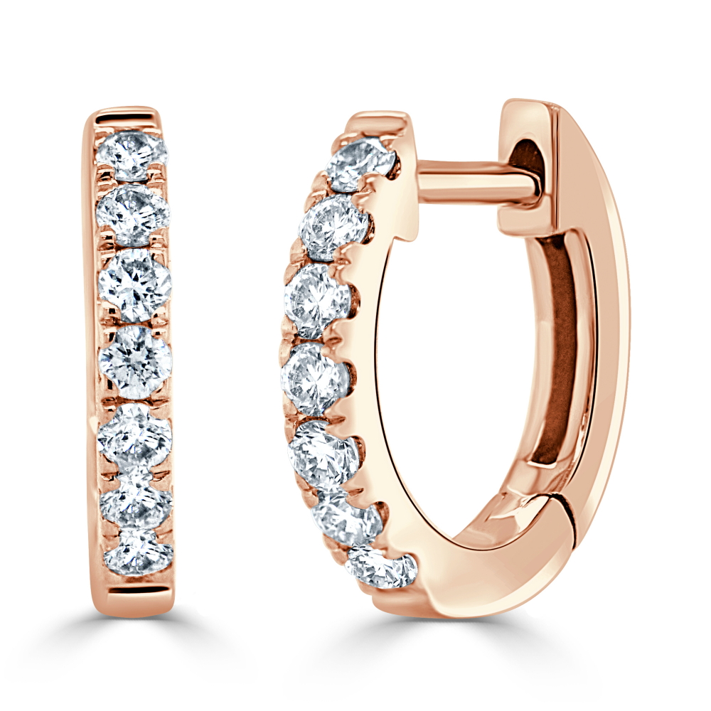 14K Rose Gold Huggies with .22ctw Diamonds 11mm Earrings