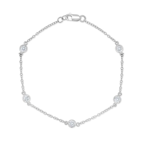 14K White Gold Bezel Station Bracelet with .52ctw Diamonds 7″ Bracelets 3