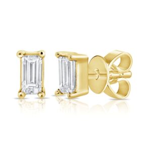 14K Yellow Gold Studs with .16ctw Baguette Diamonds (G/H, SI)