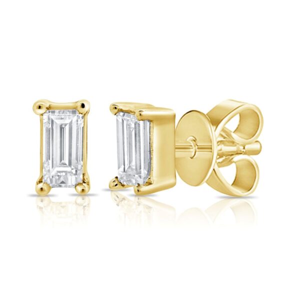 14K Yellow Gold Studs with .16ctw Baguette Diamonds (G/H, SI) Earrings 3