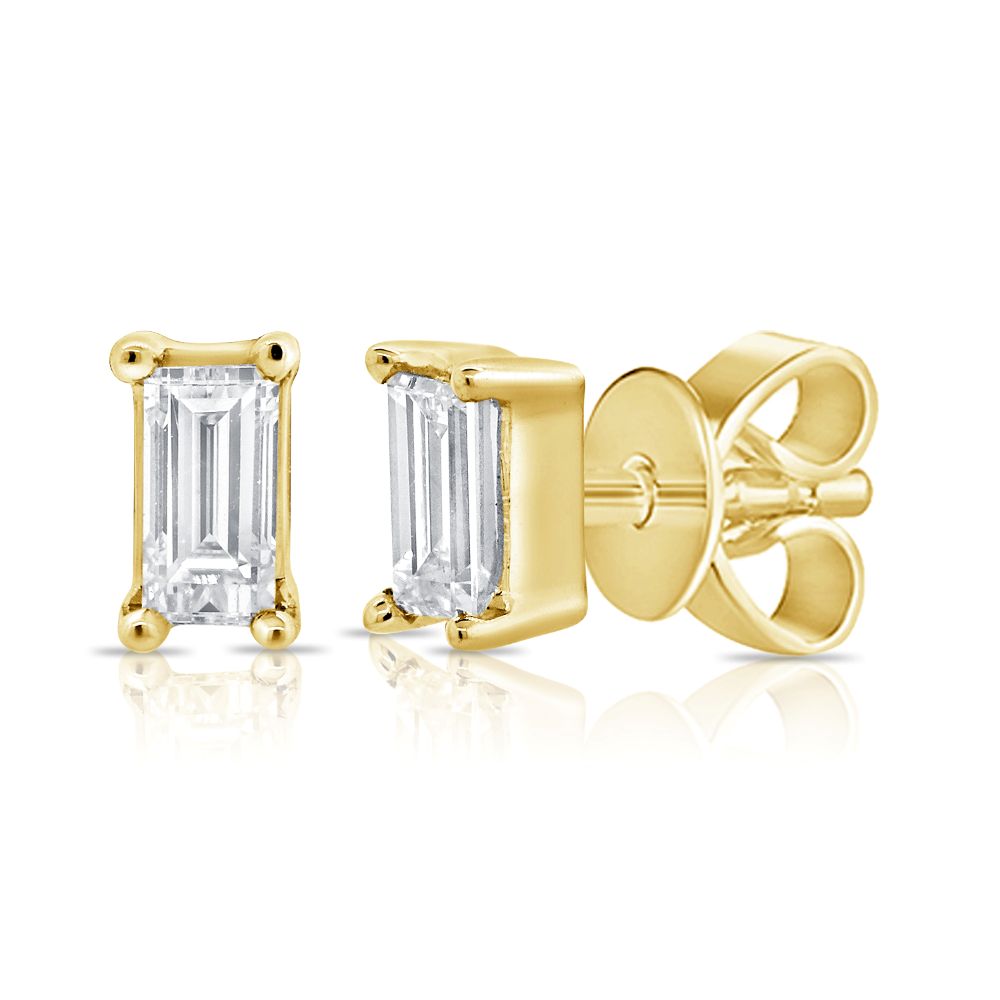 14K Yellow Gold Studs with .16ctw Baguette Diamonds (G/H, SI) Earrings