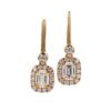 18K Yellow Gold Halo Dangle Earrings with 1.17ctw Emerald Cut & Round Diamonds Earrings 7