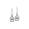 18K White Gold Halo Dangle Earrings with 1.07ctw Emerald Cut & Round Diamonds Earrings 7