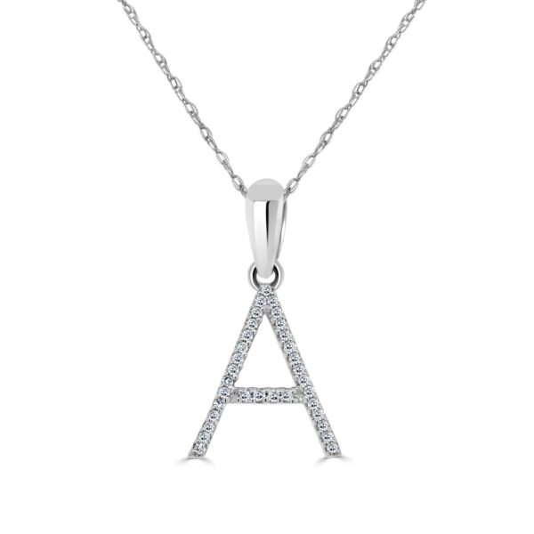14K White Gold Initial Letter “A” Pendant with .09ctw Diamonds Fine Jewelry 3