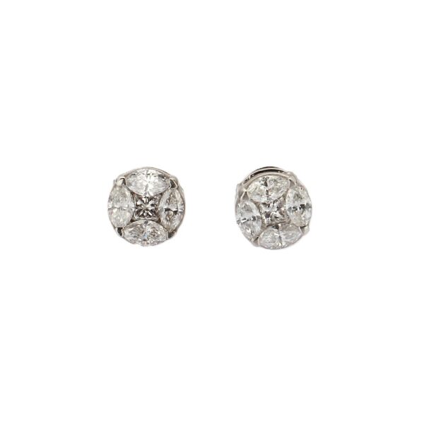 14K White Gold Studs with .75ctw Princess & Marquise Diamonds Earrings 5