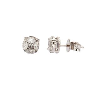 14K White Gold Studs with .75ctw Princess & Marquise Diamonds