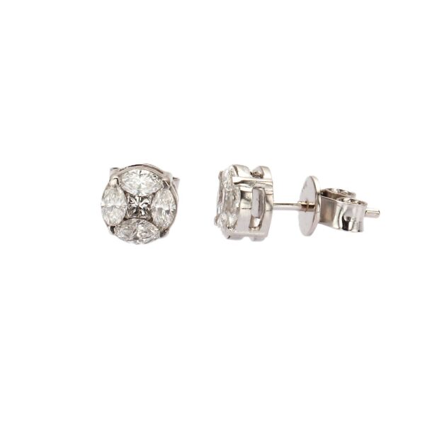 14K White Gold Studs with .75ctw Princess & Marquise Diamonds Earrings 6