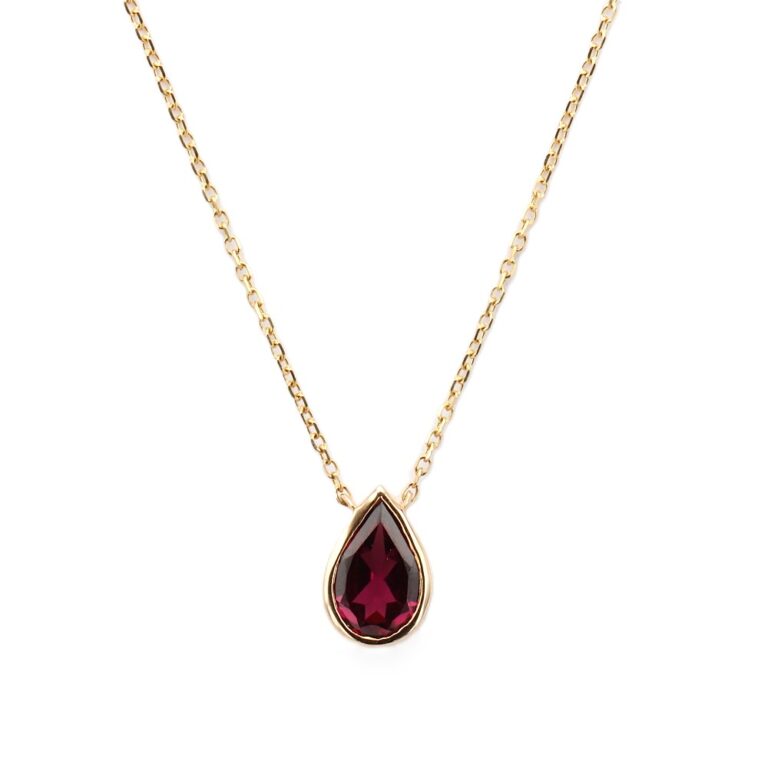 14K Yellow Gold Pendant with 1.00ct Pear Rhodolite 16-18″ Fine Jewelry 2