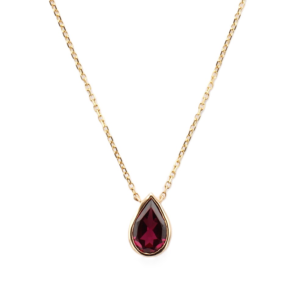 14K Yellow Gold Pendant with 1.00ct Pear Rhodolite 16-18″ Fine Jewelry