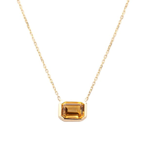 14K Yellow Gold November Birthstone Bezel Pendant with 1.10ct Emerald Cut Citrine 16-18″ Fine Jewelry 3